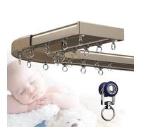 Sistema de riel para cortina de ventana de bahía de 16 m, doble fila para el hogar, hotel, oficina, sala de estar, dormitorio y ducha, curvas de 90 grados, acabado metálico (4 m)