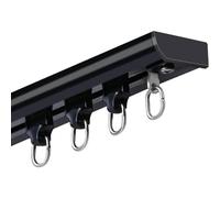 Sistema De Riel Para Cortinas De Techo, Soporte De Aluminio Resistente Con Rodillos, Kit De Cortina Separadora De Ambientes Silenciosa Para Una Fácil Instalación(Size:3.5m(11.5ft),Color:negro)