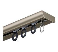 Sistema De Riel Para Cortinas De Techo, Soporte De Aluminio Resistente Con Rodillos, Kit De Cortina Separadora De Ambientes Silenciosa Para Una Fácil Instalación(Size:1.9m(6.2ft ),Color:champán)