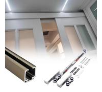 Sistema de riel para puerta corredera con mecanismo de cierre suave, amortiguadores silenciosos para puertas interiores de madera, kit de herrajes para puertas de granero de aluminio
