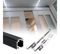 Sistema de riel para puerta corredera con mecanismo de cierre suave, amortiguadores silenciosos para puertas interiores de madera, kit de herrajes para puertas de granero de aluminio