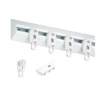 Sistema de riel resistente de 1 canal, barras de cortina divisoras ajustables para dormitorio, sala de estar, cabina de ducha, color blanco, 200 cm (2 x 100 cm)