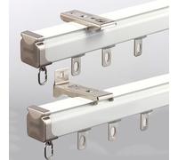 Sistema de riel silencioso y grueso para cortina, riel deslizante de aleación de aluminio resistente para montaje en techo y pared, 80 cm (blanco) - Funcionamiento suave y diseño duradero