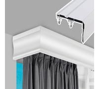 Sistema de riel y moldura de ventana de metal 3 en 1 con cenefa extraíble, barra ajustable para techos blancos, decoración del hogar y tratamiento funcional de ventanas