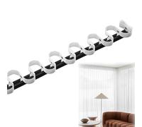 Sistema de rieles de cortina de aluminio de 170 cm con juego de cinta, ondulado, montaje en techo, ajustable, 100-600 cm, riel plegable ondulado, color negro