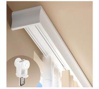Sistema de rieles for cortinas silenciosos de aleación de aluminio 3 en 1: riel doble for ventanales con polea integrada(White,110cm)