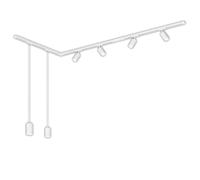 BRILONER - Sistema de rieles juego completo, 4x GU10 spots orientables, 2x GU10 colgante, forma de L, sistema de rieles techo, riel para proyector, proyector, 2,25m, blanco