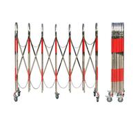 Sistema de seguridad móvil expandible Ber para calzadas, altamente visible, portátil, de acero inoxidable, para calles comerciales, garajes y compras, color plateado, 1,1 x 8 m