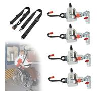 Sistema de seguridad retractor de silla de ruedas para autobús de tránsito y paratransito, retráctil, se adapta a accesorios de pista L con combo de cinturón de regazo y hombro, estándar DOT, 4 piezas