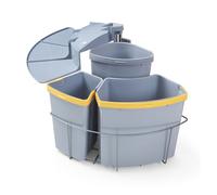 [en.casa] Cubo de Basura Cocina Kollby Empotrable Grande Capacidad 2x12 L + 1x6 L Papelera con Compartimentos Bajo Fregadero Sistema de Separación Residuos Cómodo Plástico Acero - Gris