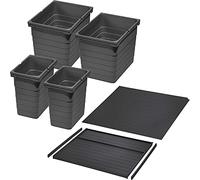 Sistema de separación de residuos Ninka eins2vier KB 600 mm grosor lateral 16 mm, altura 310 mm, 2 x 8 L, 2 x 17 L para caja de arena Tandembox