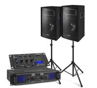 Sistema de sonido Skytec 700 W RMS Bluetooth con trípodes y mezclador