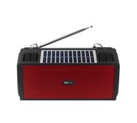 Sistema de sonido solar PAVEOS con radio FM, linterna e iluminación, rojo - Compatible con uso en exteriores, coche, hogar y escritorio.