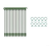 Sistema de soporte ajustable para plantas con estacas resistentes a la intemperie y clips suaves para orquídeas, rosas, vides y plantas altas en maceta (A)