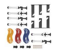 Sistema de soporte de 3 ruedas para fondo, 3 ruedas, montaje en pared, sistema de soporte de fondo manual con 2 ganchos triples, 3 cadenas, 6 barras de extensión