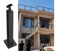 Sistema De Soporte Para Cerca De Vidrio Para Patio De Commercial Villas, Poste Resistente Para Barandilla De Terraza Con Tira De Goma, Abrazadera Para Vidrio Y Anclajes De Base, Negro, Kit Completo,