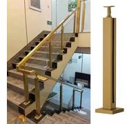 Sistema De Soporte Para Pasamanos De Escaleras Con Balaustrada De Vidrio, Poste De Seguridad Dorado De Alta Resistencia Para Paneles De Vidrio De 10 Mm, Para Exteriores, Terrazas Grandes, Patios, Con