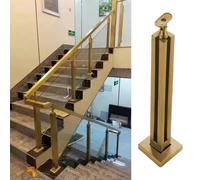 Sistema De Soporte Para Pasamanos De Escaleras Con Balaustrada De Vidrio, Poste De Seguridad Dorado Resistente Para Paneles De Vidrio De 10 Mm, Balaustres Para Construcción Comercial, Terrazas Grande