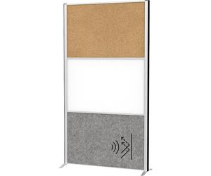 Sistema de tabiques modulares MAULconnecto MAUL, 1 panel acústico, 1 de corcho, 1 pizarra blanca