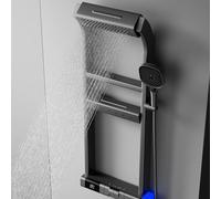 Sistema de torre de panel de ducha, ducha de lluvia ajustable con 6 funciones, diseño de montaje en pared de acero inoxidable