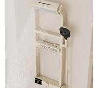 Sistema de torre de panel de ducha LED con cabezal de ducha de cascada y lluvia, chorros de masaje ajustables, ducha termostática, boquilla de bañera, juego completo de columna de ducha