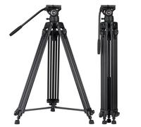 Sistema de tr pode de video Cayer BV30L de 72 pulgadas: tr pode profesional de aluminio de alta resistencia con tubo doble, cabezal fluido K3, es