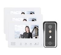 Sistema de Videoportero, Videoportero con Cable, 7 Pulgadas, Tft, LCD, Visión Nocturna, 3 Monitores para Villa House, Oficina, Apartamento para Videovigilancia en el Hogar