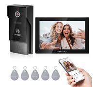Sistema de videoportero WiFi TMEZON de 4 hilos con cámara, videoportero IP con pantalla táctil de 7 pulgadas y 1080P, Tuya, desbloqueo remoto Blanco