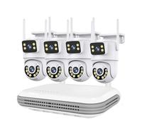 Sistema de vigilancia WiFi de Doble Lente de 6 MP, Sistema de cámara de Seguridad con Audio bidireccional PTZ, Kit de videovigilancia NVR de 8 Canales(None,NVR Add 4PCS A29_US Plug)