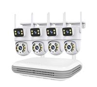 Sistema de vigilancia WiFi de Doble Lente de 6 MP, Sistema de cámara de Seguridad con Audio bidireccional PTZ, Kit de videovigilancia NVR de 8 Canales(None,NVR Add 4PCS A31_EU Plug)
