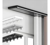 Sistema deslizante de aluminio de doble techo de 1 m a 6 m con Hoo para dormitorios, salas de estar, hoteles - Varilla versátil negra (4,6 m / 15.1ft)