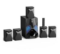 Sistema envolvente de 1000 W, 5 altavoces de audio satelital con cable, subwoofer de 8 pulgadas, 5.1/2.1 canales, cine en casa, graves profundos, HDMI ARC, entrada óptica de karaoke Bluetooth