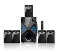 Sistema envolvente de 1000 W, 5 altavoces de audio satelital con cable, subwoofer de 8 pulgadas, 5.1/2.1 canales, cine en casa, graves profundos, HDMI ARC, entrada óptica de karaoke Bluetooth