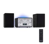 Auna Dab Radio CD para Casa, FM/Dab/Dab + Radio con Bluetooth + AUX, 25W Desmontable Micro Altavoces, Pantalla LCD, Mando a Distancia, MP3, USB y Streaming, Dab Radio con Cable
