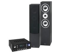 Sistema estéreo HiFi con Bluetooth, USB, Radio, Entrada AUX, Altavoces de Columna y función Karaoke, Incluye Amplificador y Cable, Ideal para música, Juegos y Fiestas en casa