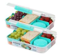 To Go Bento Box Create de Sistema | Fiambreras con compartimentos y recipientes para aperitivos | 1,48 L | Sin BPA | 2 unidades | Verde menta