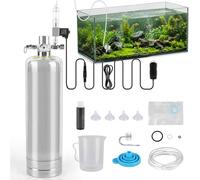 Sistema Generador de CO2 Acuario 4L, Kit Botella de CO2 con Electroválvula | Kit Reactor de Acero Inoxidable con Difusor CO2, Contador de Burbujas y Presión Estable, para Acuarios Plantados