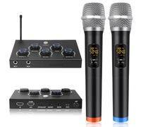 Sistema inalámbrico de micrófono de Karaoke, Sistema Mezclador de micrófono de Karaoke portátil con micrófono inalámbrico UHF de 16 Canales, Altavoz óptico AUX para Smart TV, PC, Amplificador,