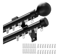 Sistema k deslizante doble de aluminio con rodillos silenciosos WallMount50800 barra divisora de habitación para sala de estar, hotel, negro 170