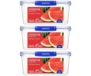 Sistema KLIP IT PLUS recipientes de almacenamiento de alimentos | 3.35 L | Juego de recipientes herméticos | Junta a prueba de fugas | Clips de cierre sencillos | 3 unidades
