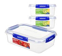 Sistema KLIP IT PLUS Recipientes herméticos para comida | 2 x 1L y 2,2 L | Recipientes con tapa herméticosapilables y encajables | Fiambreras escolares | Sin BPA | 3 unidades