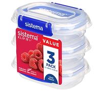 Sistema KLIP IT PLUS recipientes para guardar alimentos | 180 ml | Fiambrera para alimentos herméticaapilablea prueba de fugas y apta para el frigorífico y el congelador | Sin BPA | 3 unidades