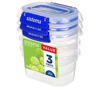 Sistema KLIP IT PLUS recipientes para guardar alimentos | 400 ml | Fiambrera para alimentos hermética, apilable, a prueba de fugas y apta para el frigorífico y el congelador | Sin BPA | 3 unidades