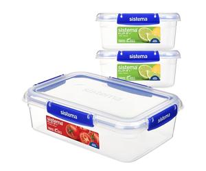 Sistema KLIP Recipientes herméticos para comida IT PLUS | 2 x 1L y 2,2 L | Recipientes con tapa herméticosapilables y encajables | Fiambreras escolares | Sin BPA | 3 unidades