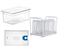SISTEMA LIPAVI Sous Vide - Tapa, contenedor y marco - Marco de policarbonato - Tapa Multi-Fit - Baño de agua de 18L - Se adapta a la mayoría de los modelos ⌀70 mm