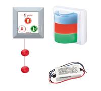 Sistema Llamada Alarma Emergencia Aseos Baños Asistidos y Adaptados | Kit Llamada Inalámbrico Tirador Pulsador, Aviso Acústico| Lámpara Alta Visibilidad Locales Públicos | Cumple Normativa Legal