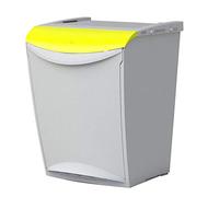 Sistema modular de reciclaje con tapa frontal amarilla, cubeta interior y acoplamiento flexible, capacidad 25L | Denox