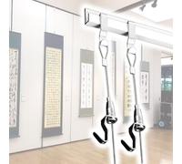 Sistema para colgar cuadros en forma de L con ganchos ajustables, juego de rieles invisibles blancos para obras de arte/marcos, riel de 1 m, cable de 300 cm, 3 ganchos, perfecto para decoración del