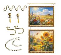 Sistema para colgar cuadros, kit de riel de galería de arte de latón, riel de pared de metal y ganchos de fotos para decoración del hogar, museo, uso en interiores