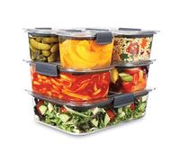 Sistema Piece Food Storage Brilliance-Juego de Almacenamiento de Alimentos con Tapas (6 Piezas), plástico, Negro